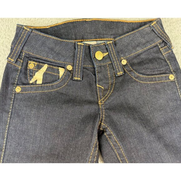 True Religion Bobby Womens 25 Dark Wash Flare Jeans NWOT White Gold Tag Made-USA - Picture 4 of 16